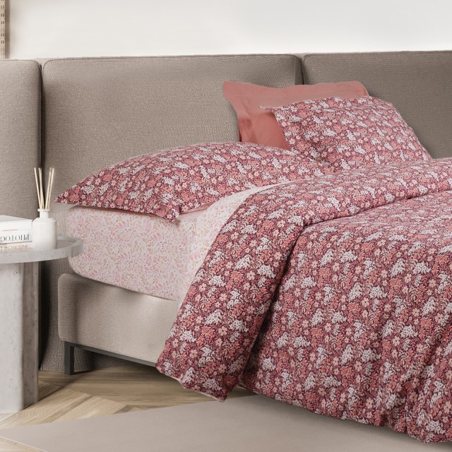 DAS HOME Σετ Μονά Σεντόνια με Λάστιχο Casual σε Μπορντό & Nude Απόχ...