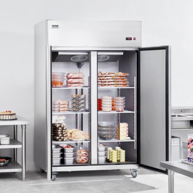 Επαγγελματικός Καταψύκτης VEVOR 38.83 Cu.ft, Όρθιος Δίπορτος Καταψύκτης με Αυτόματη Απόψυξη και Ρυθμιζόμενα Ράφια  LSSYLJMCLDSMFA7TMV2