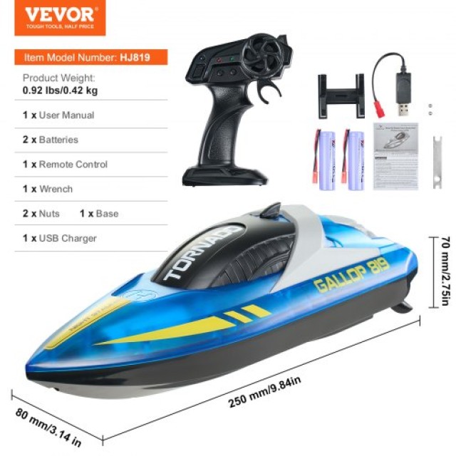 Τηλεκατευθυνόμενο Σκάφος VEVOR 2.4 GHz 12 km/h Μπλε  SSYKCCJ30KMHMVT8AV9