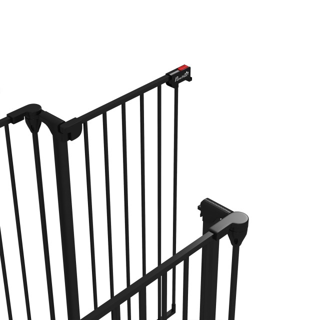 PawHut 3-Panel Medium Dog Gate με διπλό σύστημα κλειδώματος, 206x90cm, Μαύρο D06-186V00BK