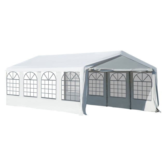 Outsunny Gazebo Outdoor Party Marquee, αδιάβροχο ατσάλινο πλαίσιο, λευκό, 8x4x2,8m 01-0803