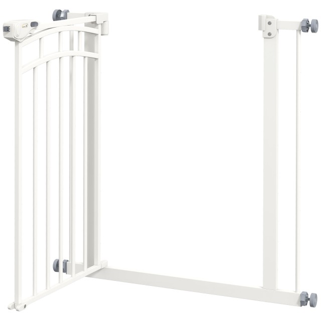 PawHut Gate για μικρομεσαίους σκύλους με αυτόματο κλείσιμο, σε ατσάλι και PA, 74-80x76 cm, Λευκό D06-214V00WT