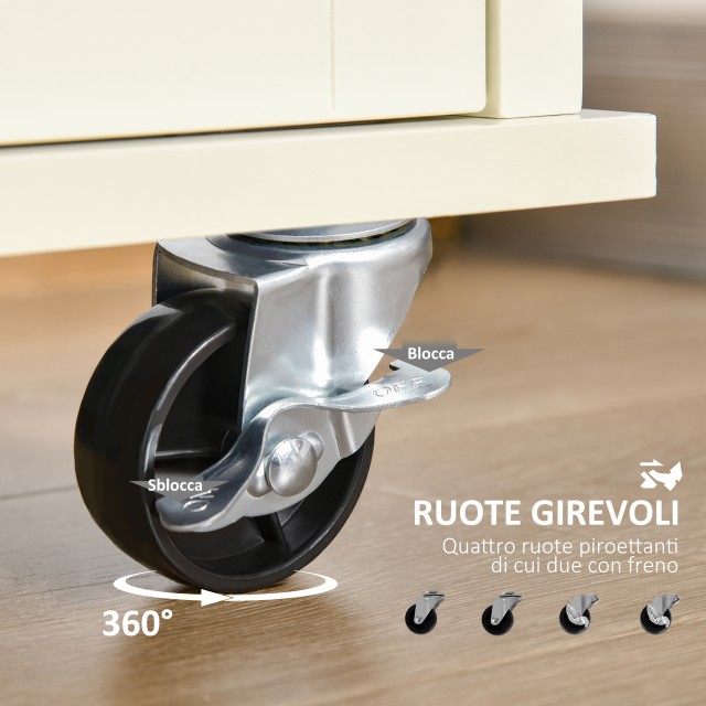 HOMCOM Kitchen Island για σκεύη και αξεσουάρ με συρτάρια, ντουλάπι ...