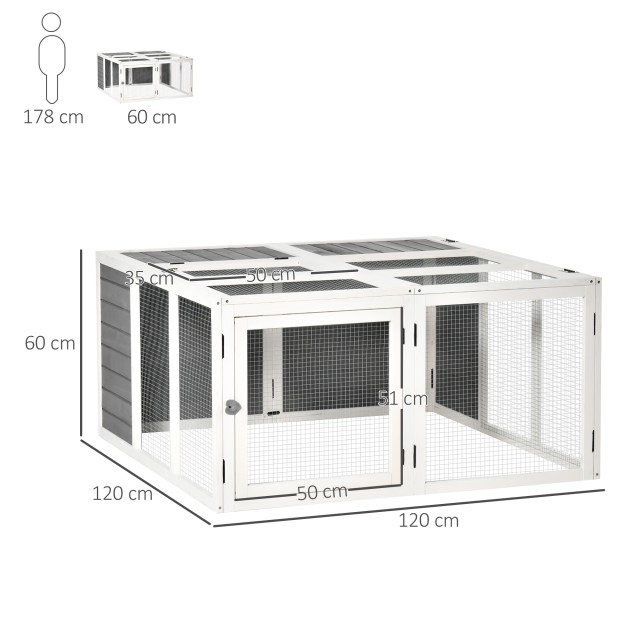 Ξύλινο Κλουβί Κουνελιών 120 x 120 x 60 cm PawHut D51-193