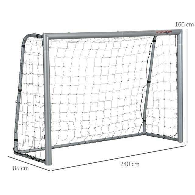 SPORTNOW Γκρι ποδοσφαιρικό γκολ 240x85x160 cm με βίδες και μανταλάκια που περιλαμβάνονται, σε PE και μέταλλο A62-038V01GY