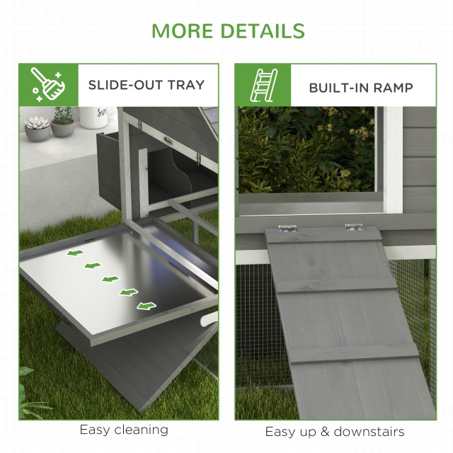 Pawhut Garden Chicken Coop με κοτέτσι, ράμπα και ανοιχτό χώρο, 310,5x149,5x149cm, γκρι D51-150V01GY