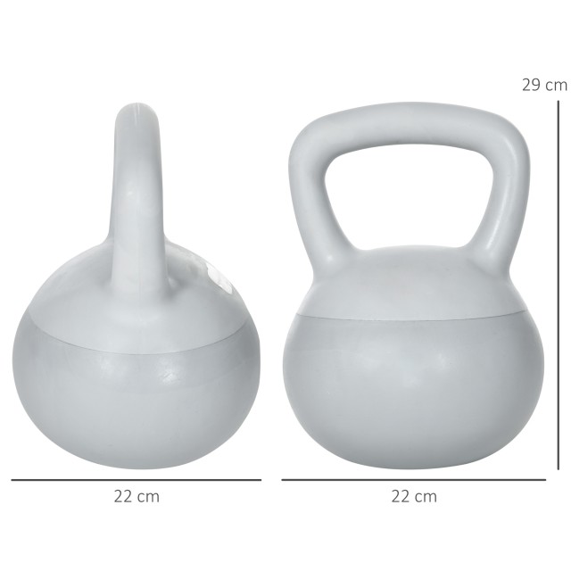 SPORTNOW Kettlebell 8kg σε PVC και μεταλλική άμμο για προπόνηση ώμων και δικεφάλων, 22x22x29 cm, γκρι A91-270V02GY