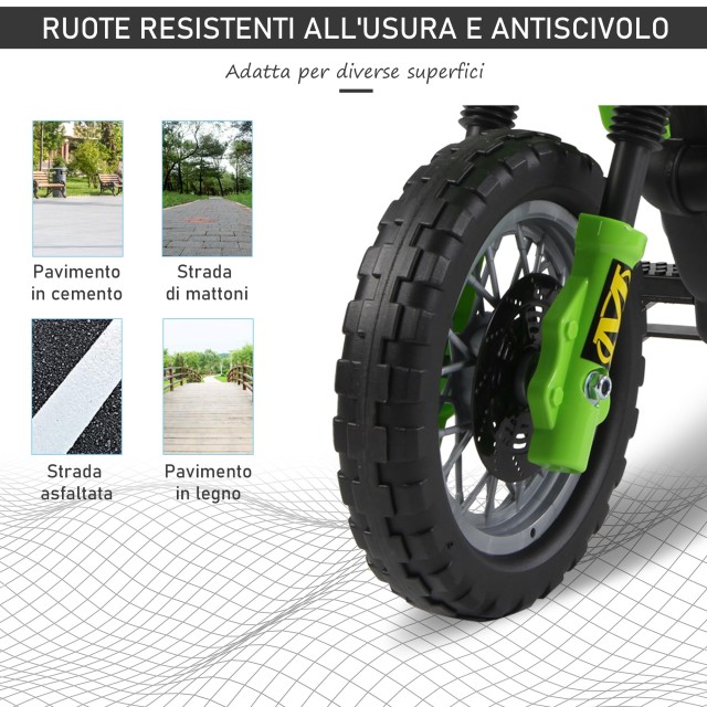 HomCom Electric Motocross ποδήλατο για παιδιά με ρόδες, πράσινο 301...