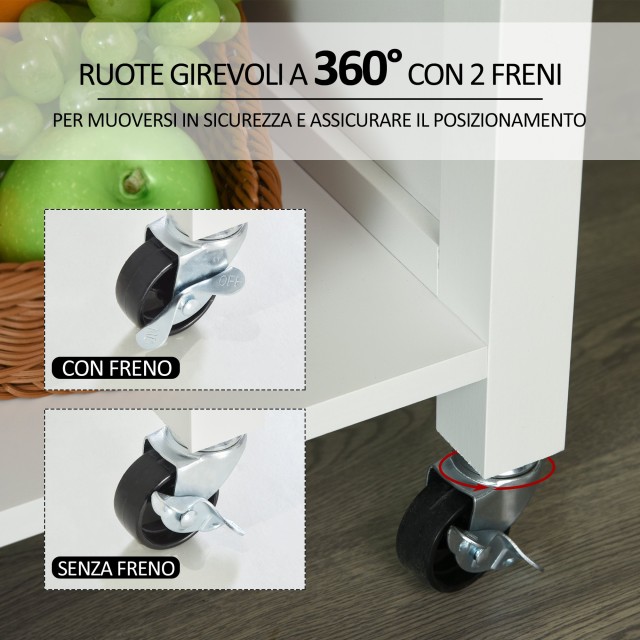 Τρόλεϊ κουζίνας Homcom που εξοικονομεί χώρο σε λευκό ξύλο MDF με 1 ... Τρόλεϊ κουζίνας Homcom που εξοικονομεί χώρο σε λευκό ξύλο MDF με 1 ...