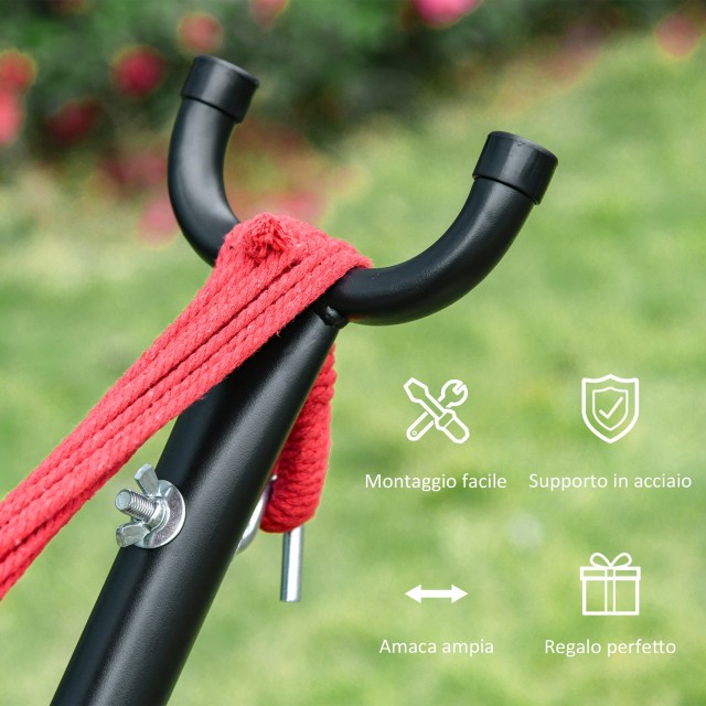 Outsunny Freestanding Garden αιώρα από ατσάλι και πολύχρωμο βαμβάκι 84A-177