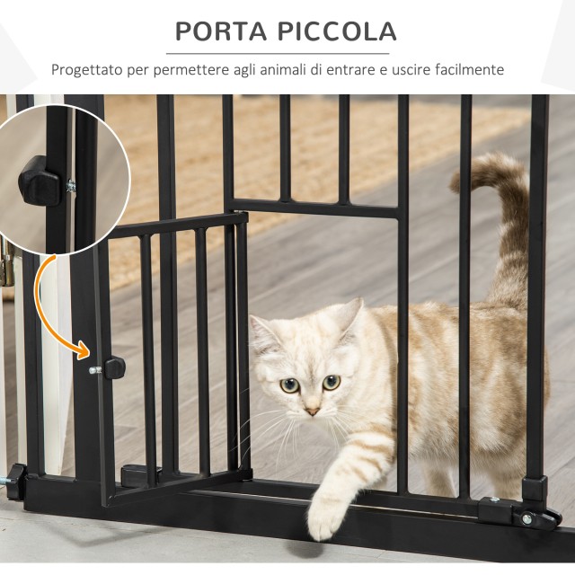 PawHut Dog Gate με Push Fit, Επεκτάσιμη από 74-80cm με Αυτόματο Κλείσιμο, Μαύρο D06-122BK