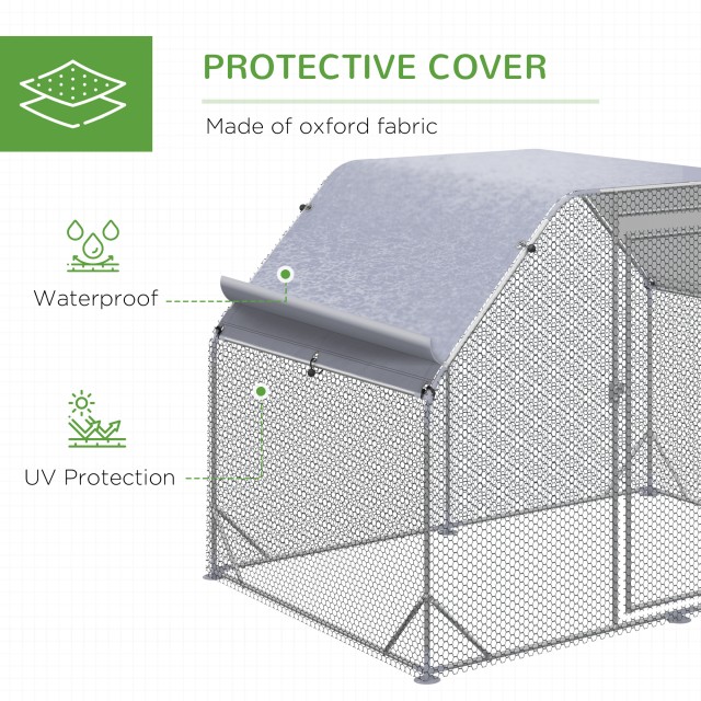 PawHut Chicken Run with Cover for 4-6 Chickens Steel, 280x190x195 cm D51-373V00SR