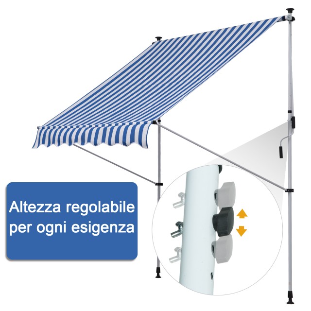 Outsunny Outdoor Roller Τέντα με μανιβέλα, ρυθμιζόμενο ύψος και γωνία, 200x150cm 840-182BU