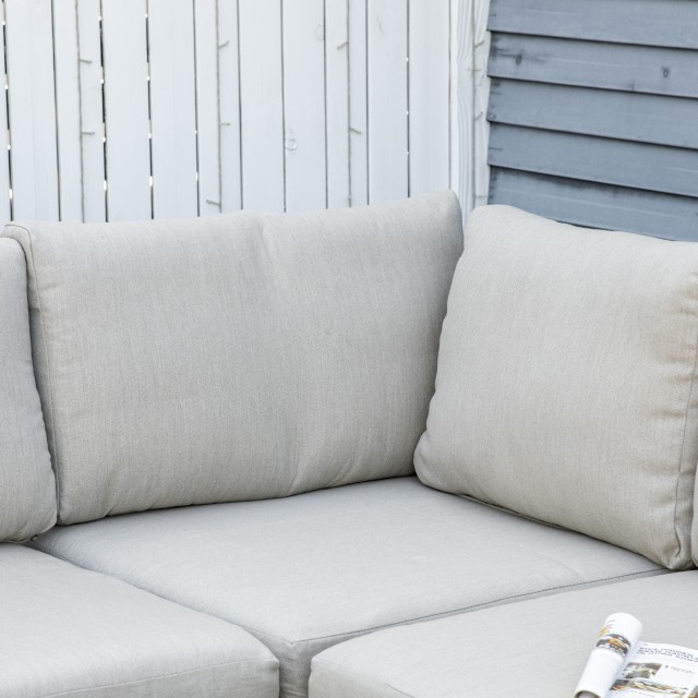 Outsunny 7 τεμαχίων Modular PE Rattan Garden Lounge σετ με μαξιλάρια, μπεζ 860-253V00BG