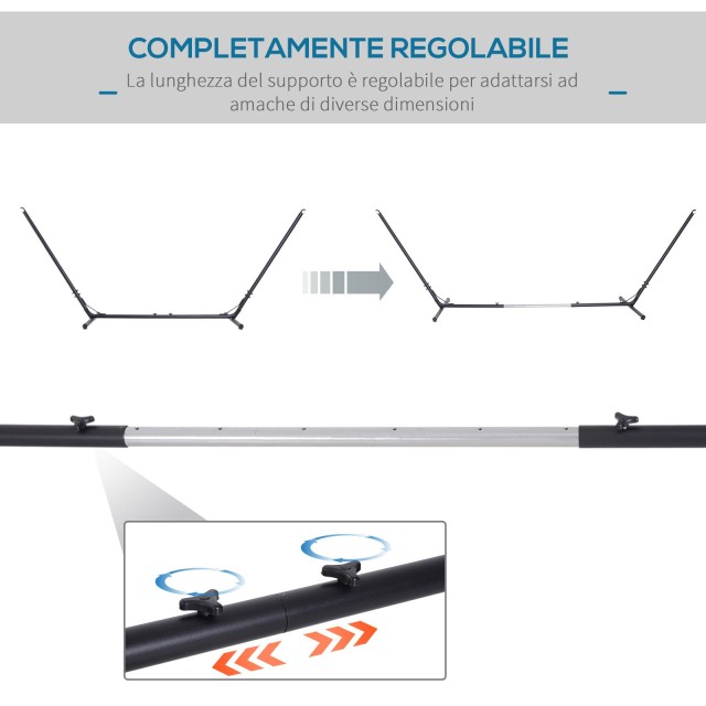Outsunny Structure Support for Hammock Adjustable Max. 150 Kg, Black, 308-380x108x120cm 84A-083
