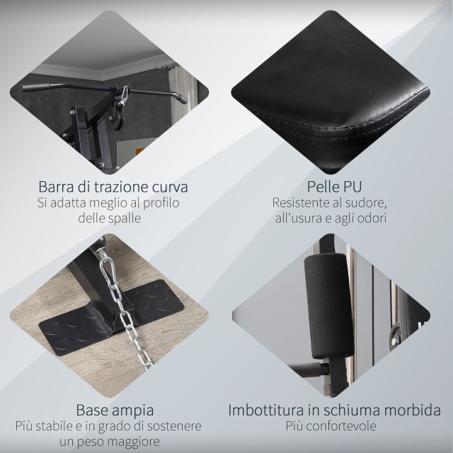 HOMCOM Fitness Station με γεμισμένο κάθισμα και πλάτη, σε ατσάλι κα...