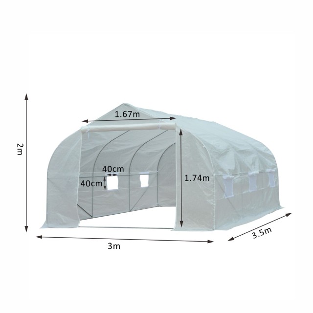 Θερμοκήπιο Outsunny Outdoor Tunnel με παράθυρα 6 Mesh, Metal and PE...
