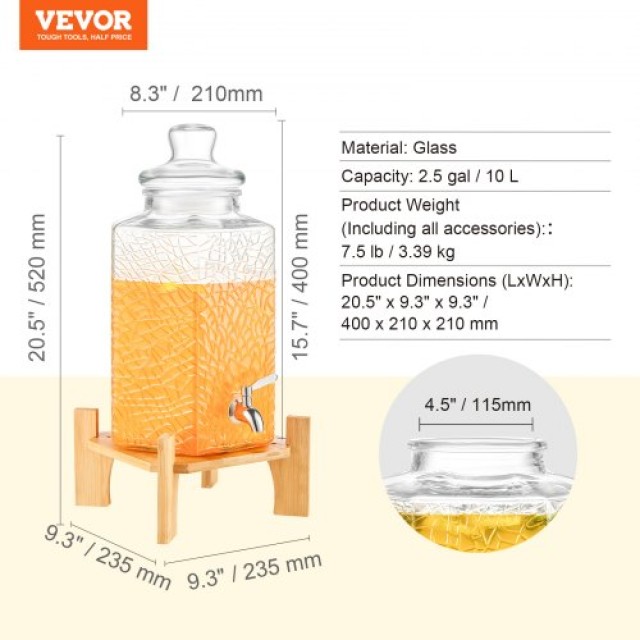 Διανομέας Ποτών VEVOR 9.5L με Βάση και Ανοξείδωτη Βρύση  YLFPQBLFPQKCJ2XI9V0