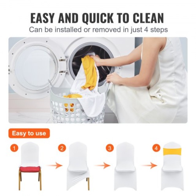 Καλύμματα Καρεκλών VEVOR Spandex (50 Σετ Χρυσό & Λευκό)  YTZSDZKZSD...