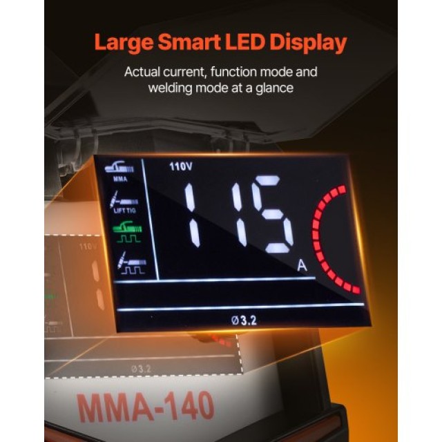 VEVOR Συγκολλητική Μηχανή TIG 4-σε-1 με Παλμό MMA STICK IGBT LED TIGHJ140ASHYARAY5V2