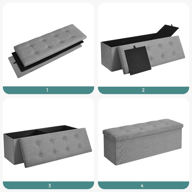 SONGMICS Σκαμπό Αποθήκευσης Πολυλειτουργικό 110x38x38 εκ, Ανοιχτό Γ...
