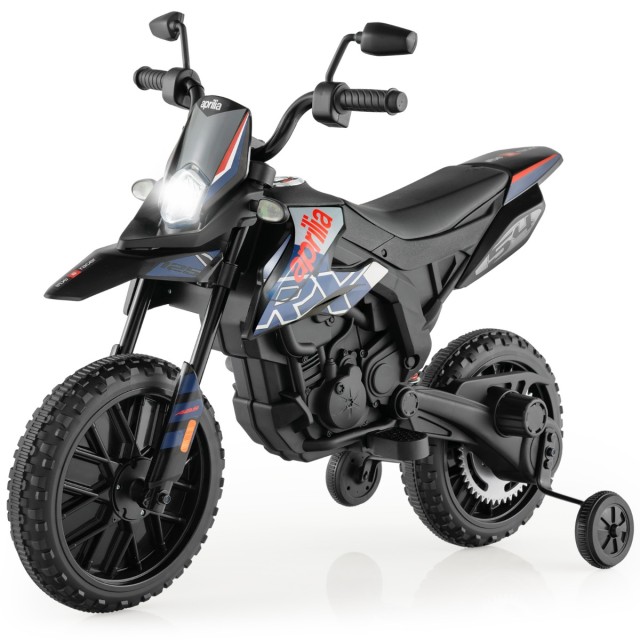 Costway  Ηλεκτρική Παιδική Μοτοσικλέτα Aprilia με Βοηθητικές Ρόδες, Μουσική & Φώτα 12V Μπλε 110 x 52 x 70 εκ. TQ10143DE-NY