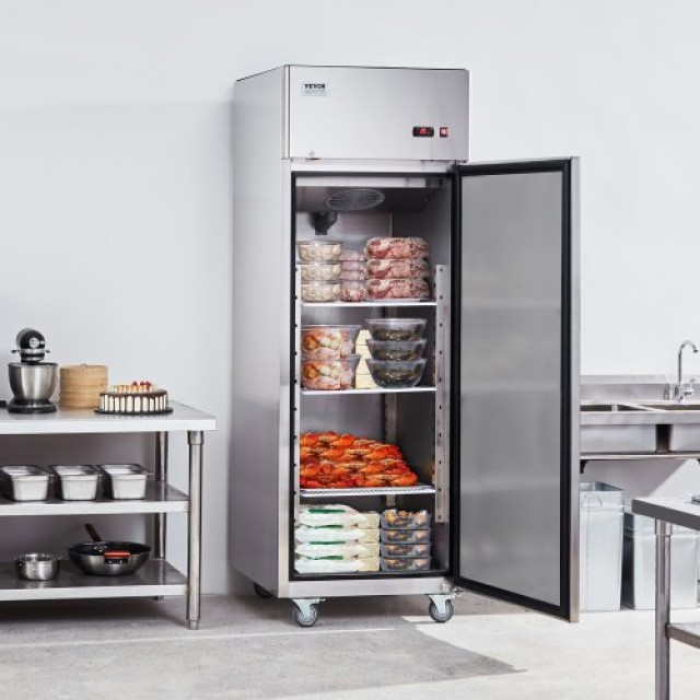 Επαγγελματικός Καταψύκτης VEVOR 20.12 Cu.ft, Όρθιος Μονής Πόρτας, Αυτο-Απόψυξη, Ανοξείδωτος με Ρυθμιζόμενα Ράφια  LSSYLJMCLDDMG5NTKV2