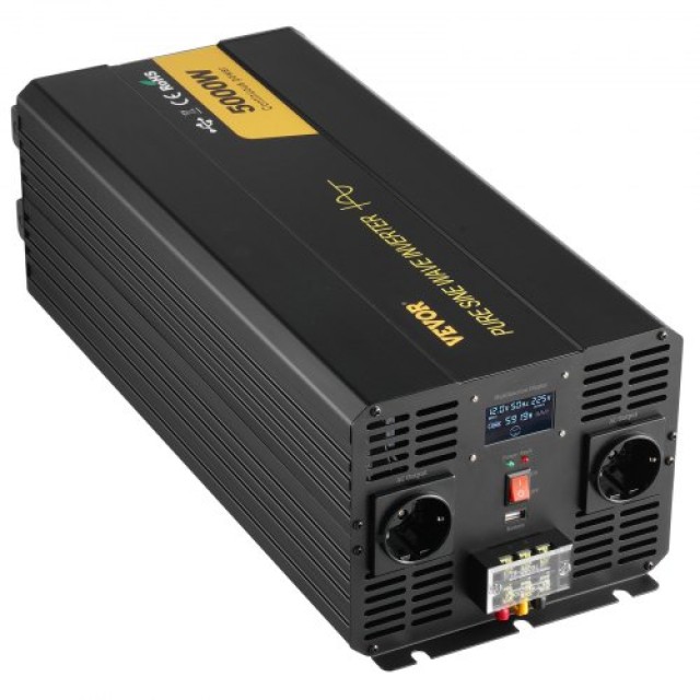 VEVOR Καθαρός Ημιτονοειδής Μετατροπέας 5000W DC12V σε AC230V LCD  P...