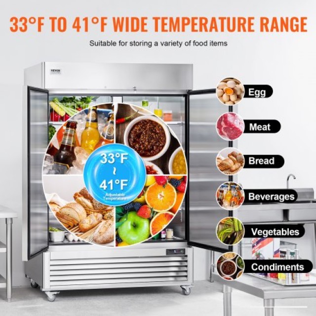Επαγγελματικό Ψυγείο VEVOR 38.83 Cu.ft, Δίπορτο Ανοξείδωτο με Αυτόματη Απόψυξη  LSSYLJMCLZSMGL73PV2