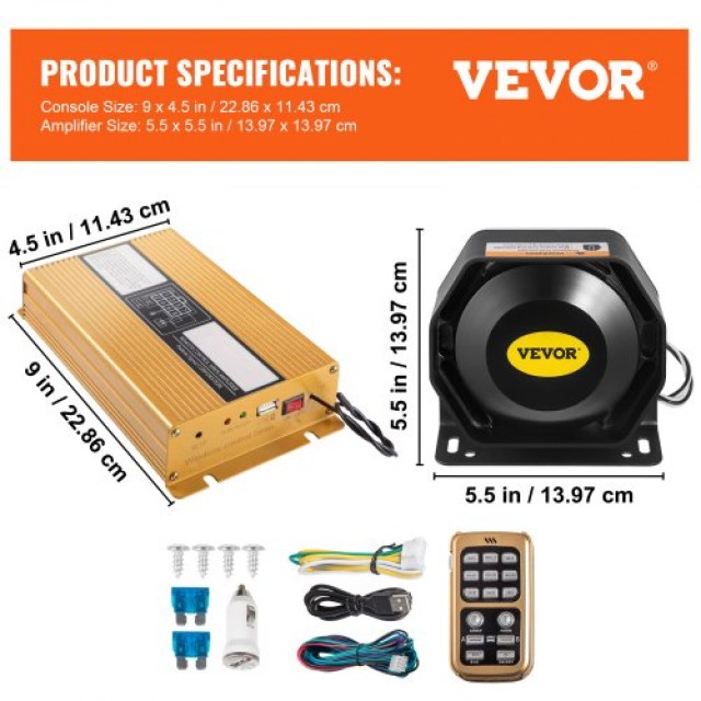 Σύστημα Σειρήνας VEVOR 400W με 8 Ήχους και Μικρόφωνο  400WCZHHQLZLB0001V0