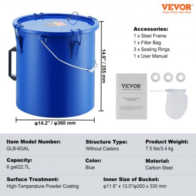 Κάδος Λαδιού VEVOR 6 Gal με Φίλτρο και Καπάκι, Μπλε  WHLYZTTG6JLP20...