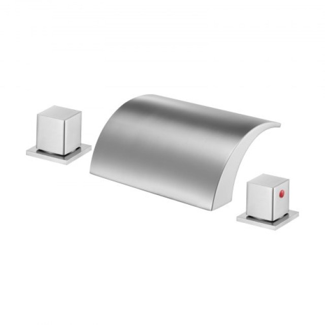 VEVOR Ανανεωμένος Βρυσάκι Μπανιέρας 3 Οπών, Ασημί Διπλή Ροή DFPTKBD...