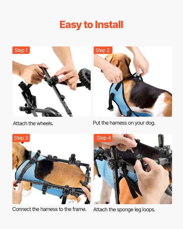 VEVOR Ρυθμιζόμενο Καροτσάκι Σκύλου για Πίσω Πόδια, Ελαφρύ Αμαξίδιο ...