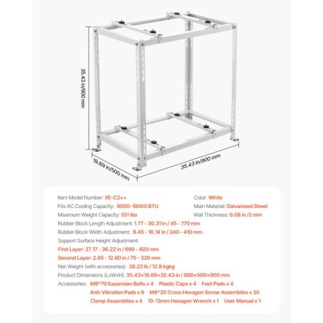 VEVOR Βάση Εδάφους Mini Split για Θερμική Αντλία 9000-18000 BTU Διπ...