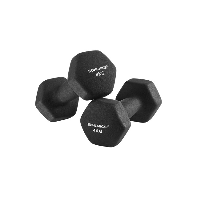 SONGMICS Σετ 2 Αλτήρες Νεοπρένιου 4kg, Μαύρο, SYL068BK 