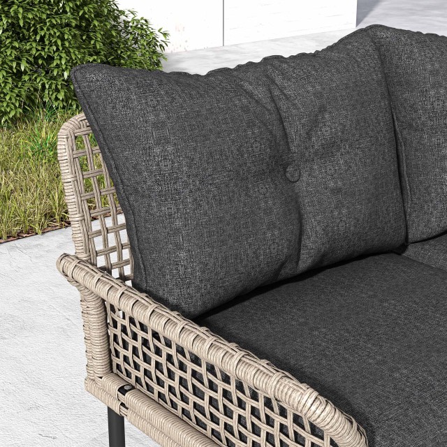 Σετ κήπου 5 τεμαχίων Rattan με 2 πλαϊνές καρέκλες, κεντρική καρέκλα και 2 σκαμπό/τραπεζάκια σαλονιού 860-306V00GY