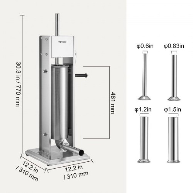 Χειροκίνητη Μηχανή Λουκάνικων VEVOR, 5KG/7L, Ανοξείδωτη, 2 Ταχύτητε...