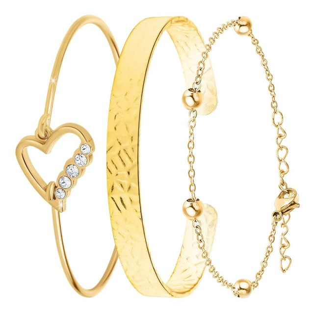 So Charm Σετ 3 Βραχιόλια διακοσμημένα με Κρύσταλλα Swarovski, Χρυσό...