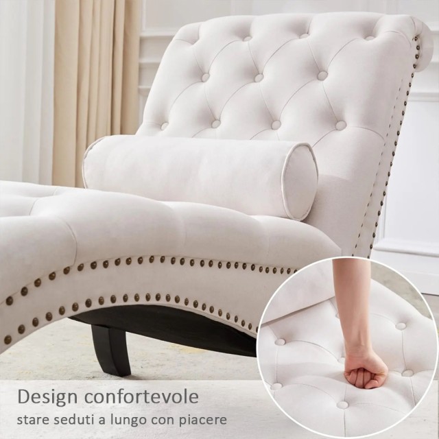 Shally Dogan  Πολυθρόνα Chaise Lounge σε Μπεζ Ύφασμα Εργονομική Ξαπλώστρα Χαλάρωσης για το Σαλόνι Σπιτιού 02841573