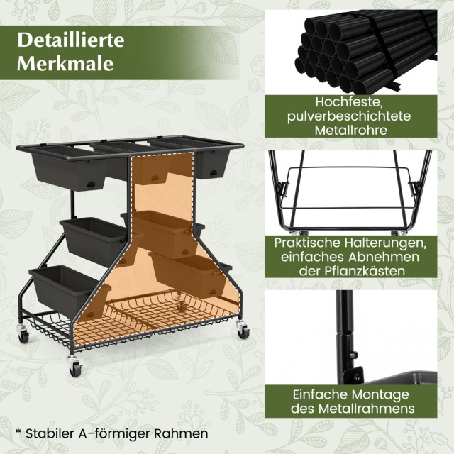 Costway Κρεβάτι Κήπου 100 x 56 x 99 cm με 7 Ανθεκτικά Φυτευτικά Fib...