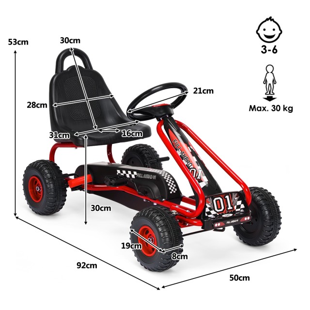 Costway  Παιδικό Ποδήλατο Go Kart με Πεντάλ και Ρυθμιζόμενο Κάθισμα για Ηλικίες 3-6 Ετών TY327797RE