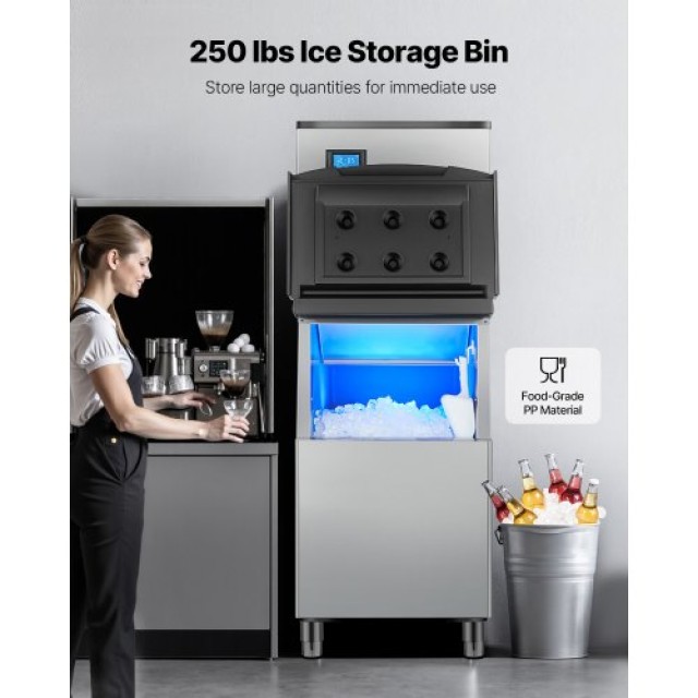 VEVOR Εμπορική Παγομηχανή 500LBS/24H & 250LBS Αποθήκευση Αυτοκαθαριζόμενη ZHSKU00000000000115