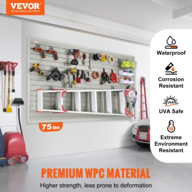 Πάνελ Slatwall VEVOR, 4x1 ft Γκρι (Σετ 8) για Οργάνωση Γκαράζ & Καταστήματος  BTQBPVCF32SQVVR4BV0