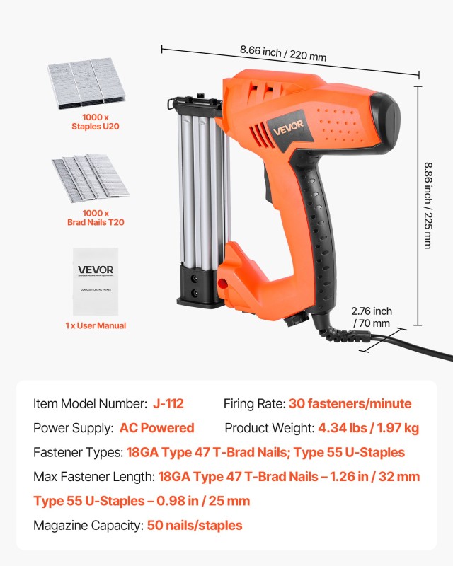 VEVOR Ηλεκτρικό Καρφωτικό & Συρραπτικό 18GA για Ξυλουργική & DIY DD... VEVOR Ηλεκτρικό Καρφωτικό & Συρραπτικό 18GA για Ξυλουργική & DIY DD...