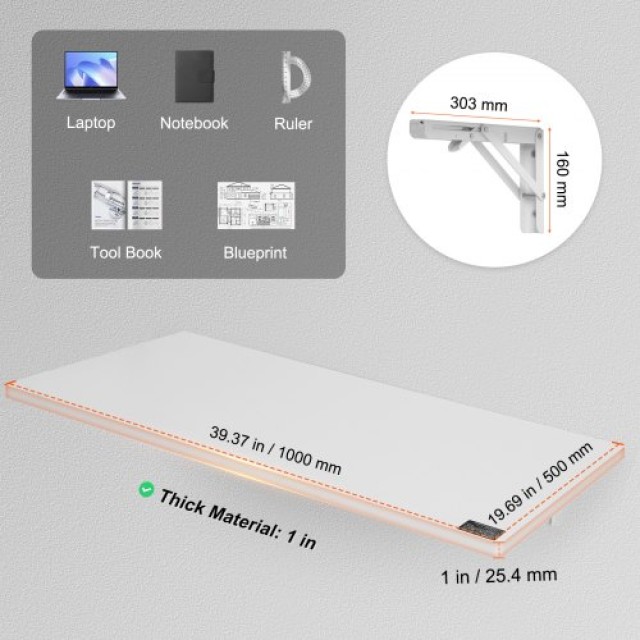 Πτυσσόμενο Επιτοίχιο Γραφείο VEVOR 1000 x 500 x 185 mm  BGSGZZPMBHB...