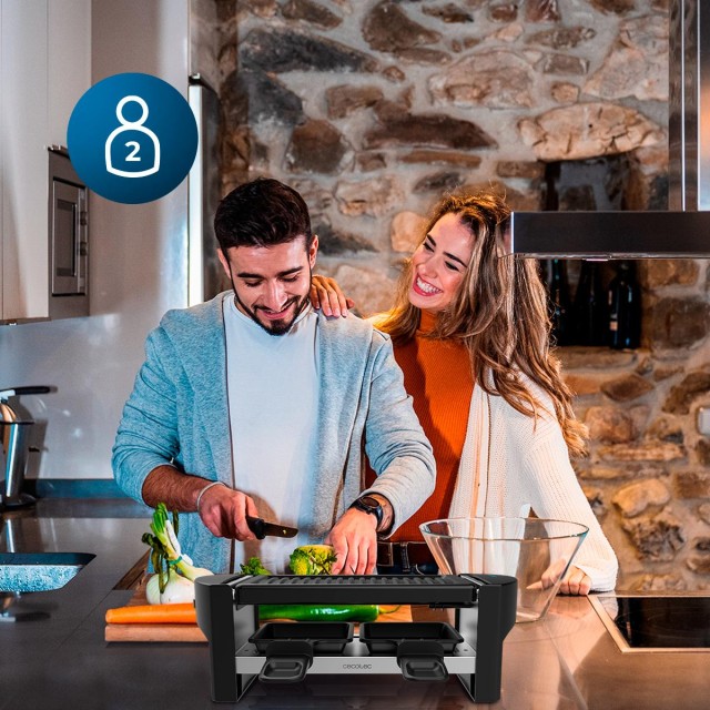 CECOTEC  Μηχανή Raclette Cheese&Grill 3200 για 2 Άτομα με Grill 320W, Ανοξείδωτη Κατασκευή και Αντικολλητική Πλάκα Ψησίματος  CEC-03264