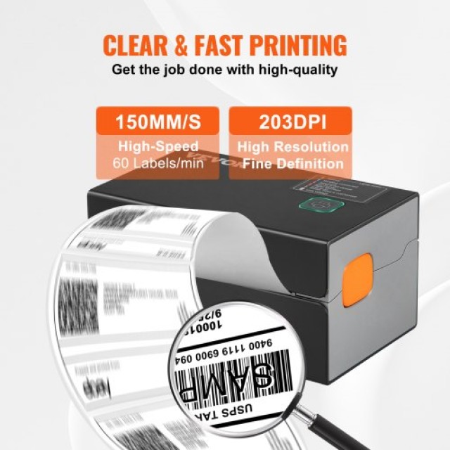 Εκτυπωτής Θερμικών Ετικετών VEVOR 300DPI, Bluetooth, Συμβατός με Amazon/eBay/Etsy, Μαύρο  YSBQDYJFTSYCLCFN0V2