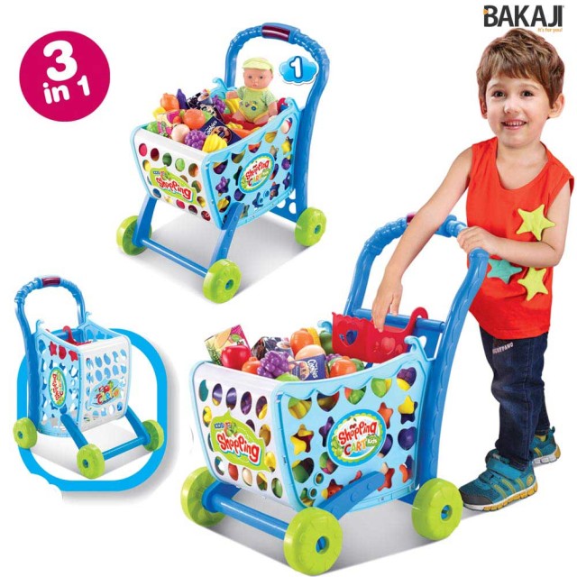 BAKAJI  Καρότσι Σούπερ Μάρκετ για παιδιά χρώματος Μπλε με Φρούτα κα... BAKAJI  Καρότσι Σούπερ Μάρκετ για παιδιά χρώματος Μπλε με Φρούτα κα...