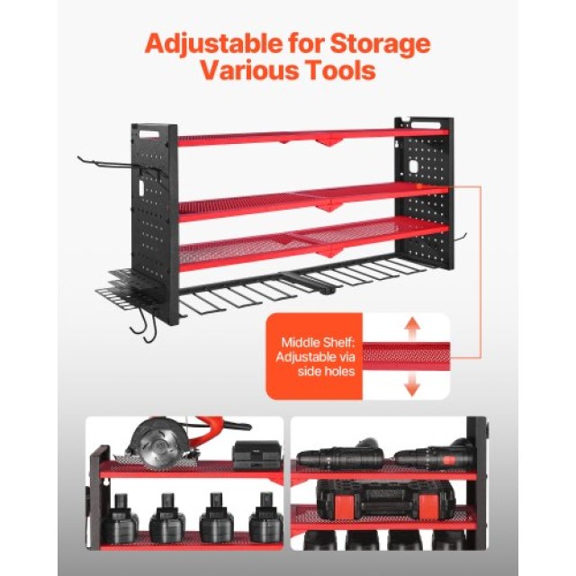 VEVOR Οργανωτής Τοίχου Εργαλείων, 4-επίπεδη Ράφι Αποθήκευσης με 8 Θ... VEVOR Οργανωτής Τοίχου Εργαλείων, 4-επίπεδη Ράφι Αποθήκευσης με 8 Θ...