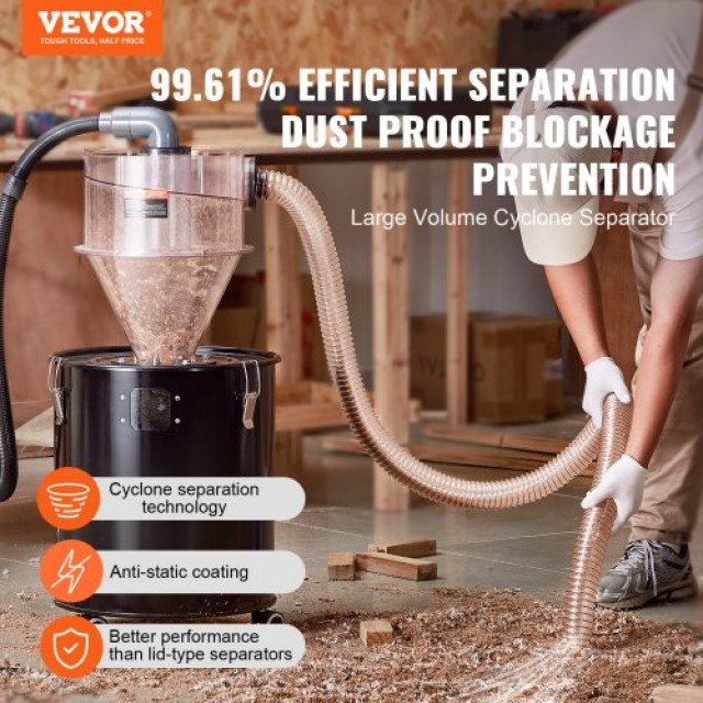 VEVOR  Διαχωριστής Κυκλώνα Σκόνης 4 για Δοχείο 18.9-37.85L  BDTXFCC...